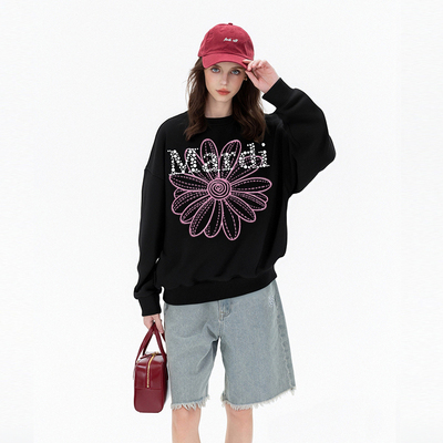 Mardi时尚钉珠字母圆领卫衣