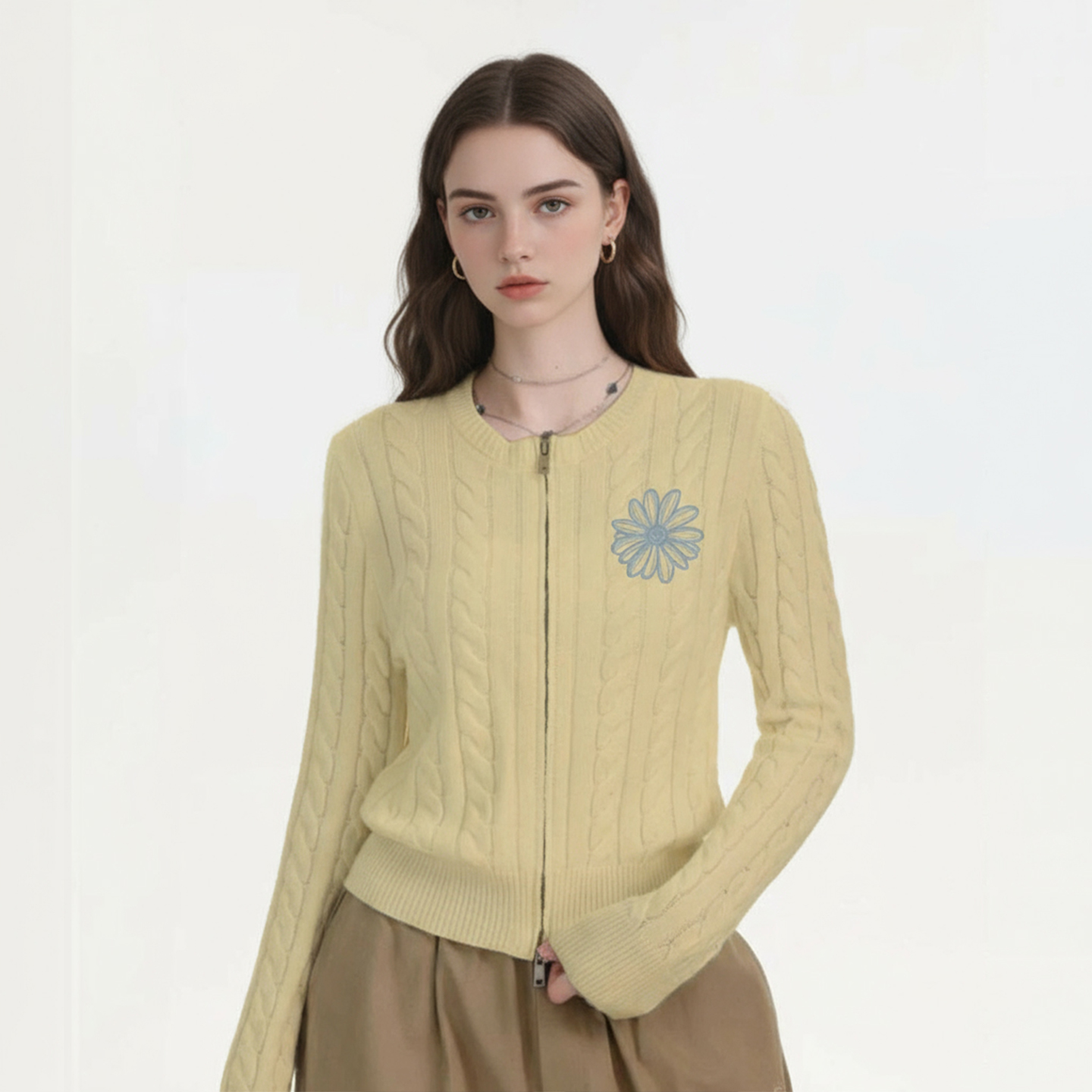 Mardi韩版通勤羊毛混纺针织开衫