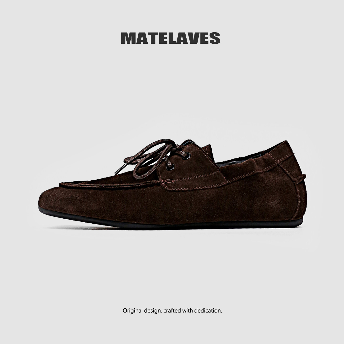 MATELAVES 复古老钱麂皮乐福鞋男薄底高级感松紧口软面平底德训鞋