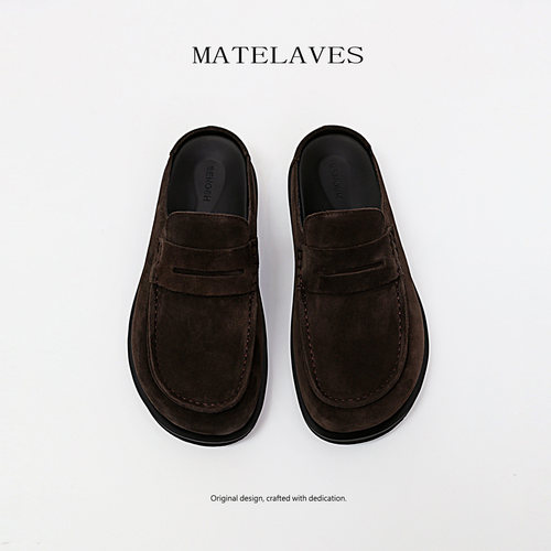 麂皮老钱风勃肯鞋男半拖一脚蹬