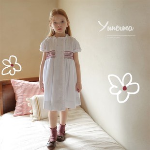 裙子公主 洋气短W袖 女童法式 气质小众打缆波点花边连衣裙宝宝夏季