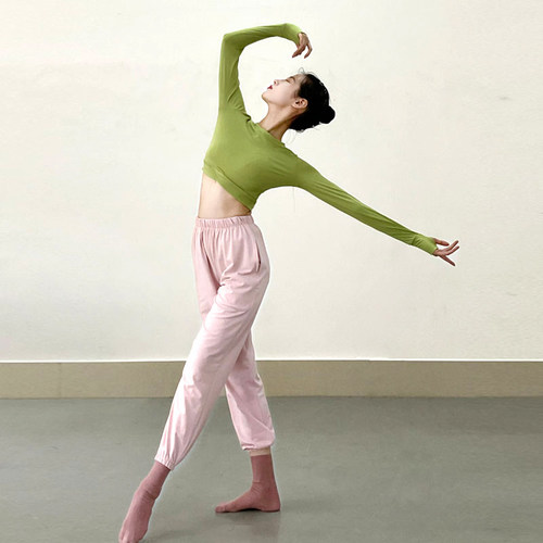 舞蹈裤女练功裤萝卜m裤现代舞裤子束脚纯棉古典舞中国舞舞蹈服套