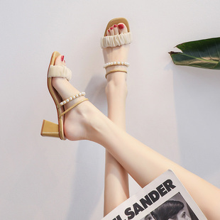 两穿时装 夏季 鞋 法式 配 高跟凉鞋 中粗跟凉拖仙女鞋 a女2022今年新款