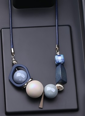 2021年新款装饰品打底衫项链配饰女皮绳小裙Q子短款毛衣链锁骨链