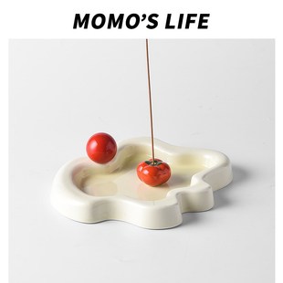 北欧简约中古香座香插香r托侘寂风不规则线香底座桌面摆件收纳盘