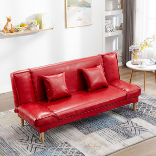 油蜡皮沙发小户型办公室客厅沙发床两用型简约现代折叠轻奢皮沙发