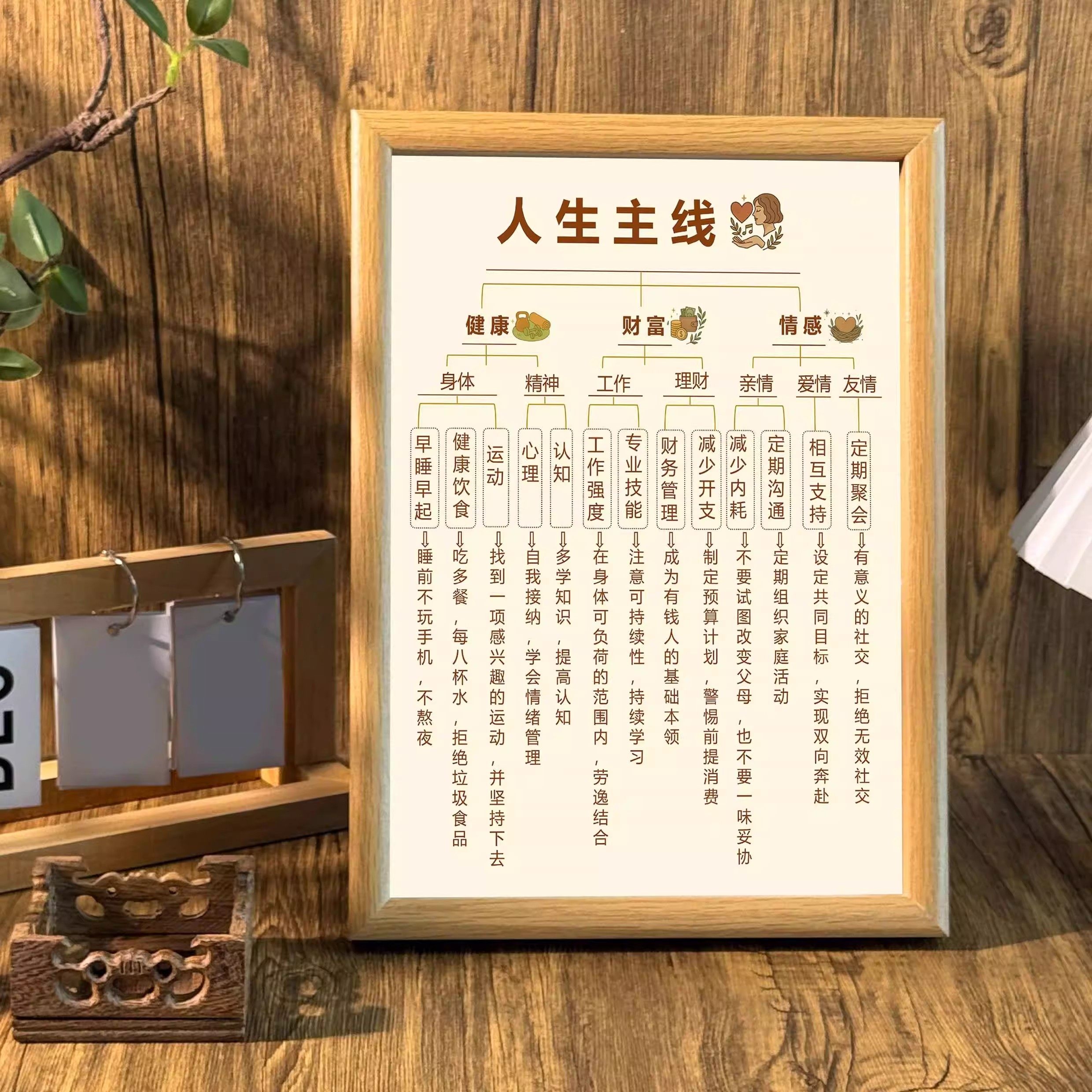 人生主线设置目标努力学习自律桌面相框治愈系摆台墙面装饰画挂画