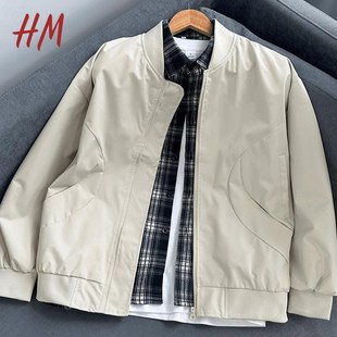 HM休闲棒球服加厚棉衣外套男春秋冬冲锋衣宽松美式飞行棉服夹克