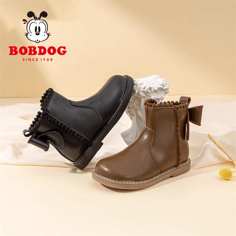 女童短靴2024秋冬新款软底真皮公主加绒靴子马丁靴防水棉鞋小皮靴