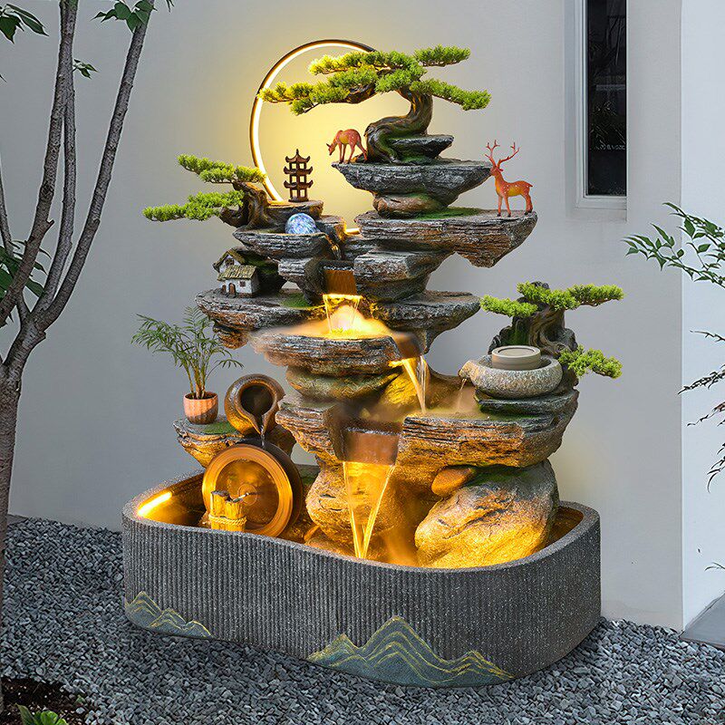 假山流水喷泉摆件循环水鱼池玄关花园酒店户外景观装饰品落地造景