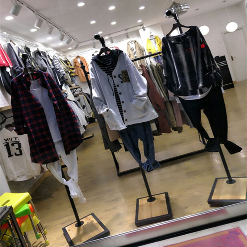 服装正挂橱窗展示架铁艺模特架子落地单双挂衣架女装店双挂架点挂