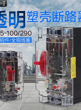人民透明塑壳断路器DZ15-100T/2/3 40AH 63A 100A工地透明空气开