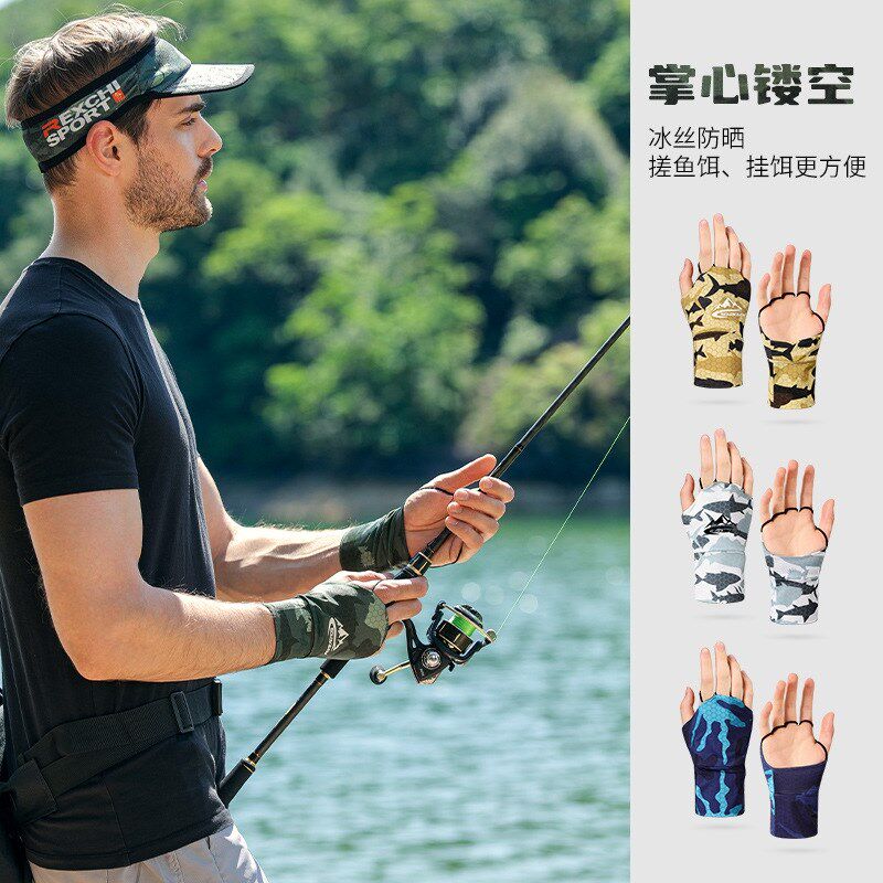 男士钓鱼手套专用夏季手背防晒防水冰丝透气S矶钓轻薄户外路亚