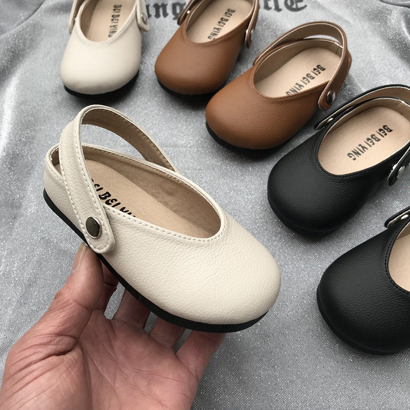 女童皮鞋春秋新款透气韩版公主鞋防滑软底小童夏包头凉鞋宝宝单鞋