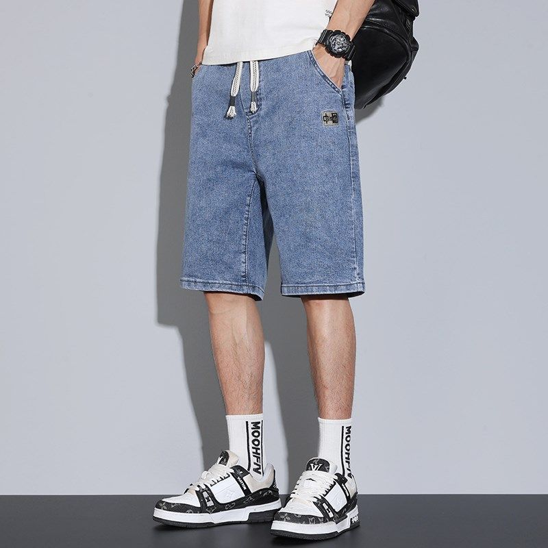 牛仔短裤男夏季薄款中裤潮流美式男款潮牌男生裤子男士休闲五分裤