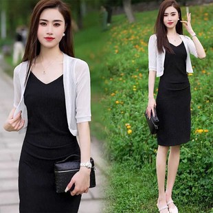 配吊带裙的小外搭披肩夏季透气柔软宽松显瘦时尚百搭中袖开衫女