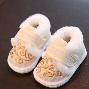 配汉服的鞋子男童老式手工棉鞋冬天周岁鞋宝宝新中式鞋抓周唐装鞋