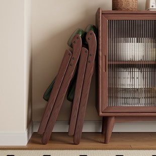 实木可折叠椅家用靠背椅子可叠放餐椅实木休闲椅餐桌凳软包备用凳