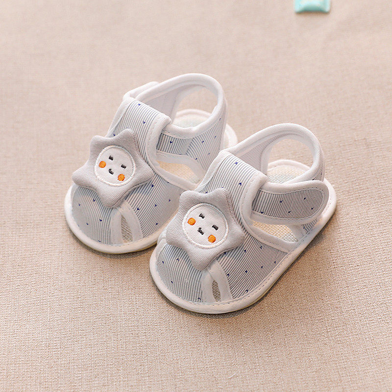 夏季凉鞋婴儿鞋宝宝m护脚学步鞋软底防滑布鞋不掉魔术贴透气3-8-1