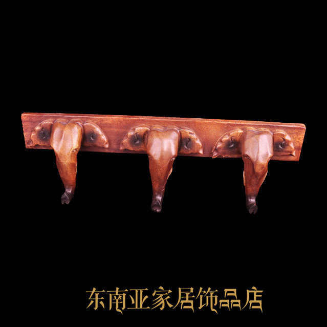 现代泰式创意全实木壁挂衣帽架墙壁装饰挂钩衣架U挂钩衣帽架壁挂