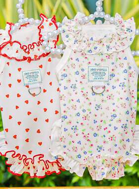 夏季碎花裙子宠物狗狗猫咪衣用品衣服春清新公主裙比熊薄款透气