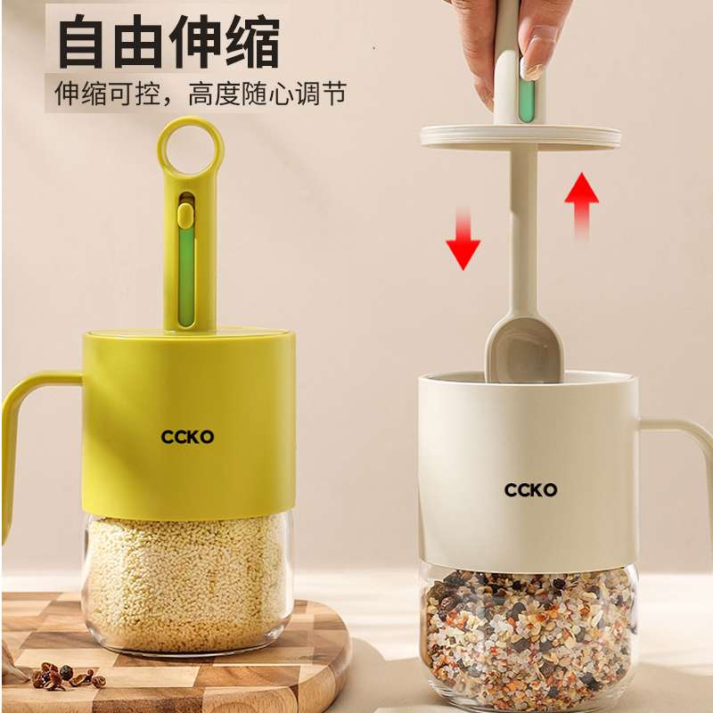 A3L德国调料罐玻璃调料盒勺盖一体家用厨房密封防潮收纳盒调味瓶