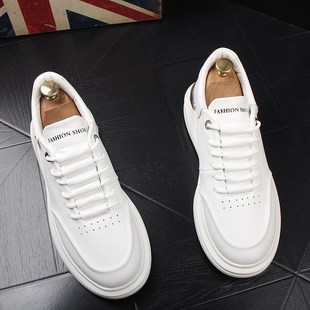 厚底小白鞋男士2023新款夏季板鞋真皮潮流透气休闲鞋内增高男鞋子