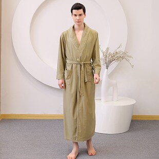 春秋夏季四季通用浴袍男士睡衣长款浴巾式夏款冰丝加肥加大码睡袍