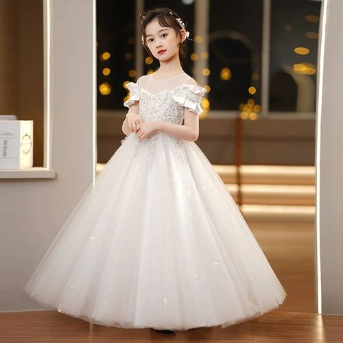 女童礼服生日公主裙花童婚纱女孩夏款蓬蓬裙儿童主持人钢琴演出服