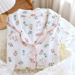 月子服春秋季纯棉纱布产后夏季薄款孕妇哺乳睡衣大码200斤4月份5