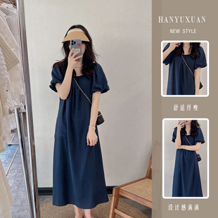 法式孕妇装小个子j夏装连衣裙夏款大码过膝长裙孕妇裙子夏季上衣