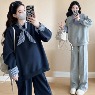 大码孕妇套装春秋季2025新款时髦高级感孕期穿搭卫衣两件套200斤