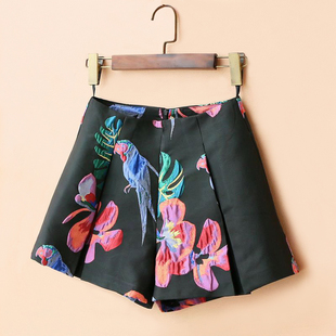 绣花短裤女春秋黑色浮雕提花高腰花苞裙裤设计感小众外穿阔脚裤裙
