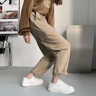 九分工装裤女秋冬大码宽松胖mm直筒休闲显瘦哈伦运动裤老爹萝卜裤