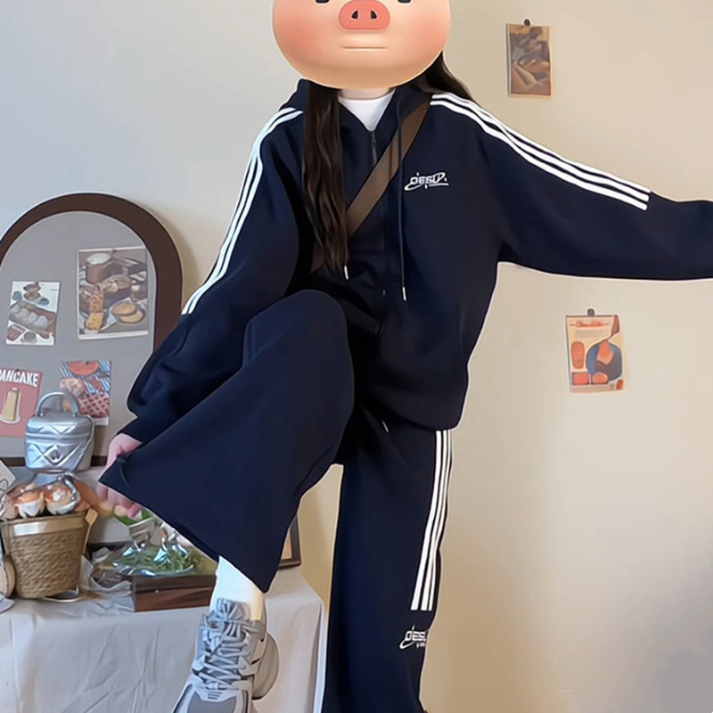 慵懒风卫衣卫裤运动服套装女秋季宽松大码跑步学生韩版休闲两件套