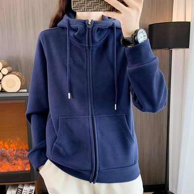 户外运动休闲连帽卫衣女外套秋冬保D暖透气开衫时尚百搭加厚抓绒