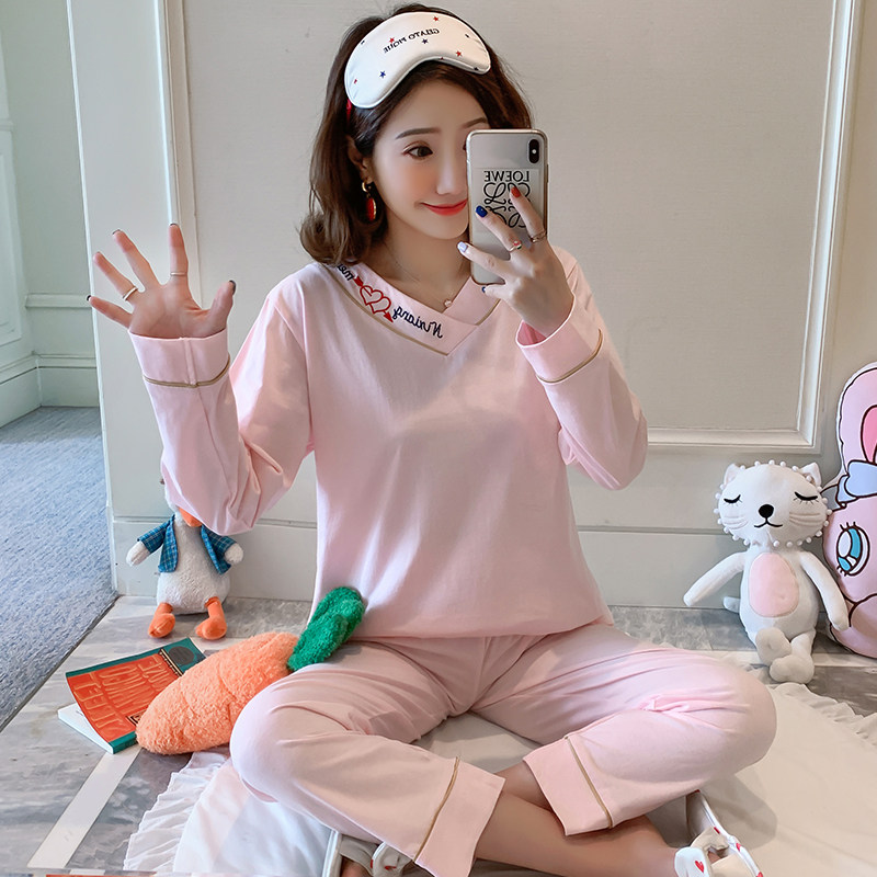 韩版秋冬季睡衣女春秋纯棉长袖两件套装甜美可爱全棉公主风可外穿,女士内衣/男士内衣/家居服,睡衣/家居服套装,淘宝优惠券,粉丝福利购,淘宝优惠卷