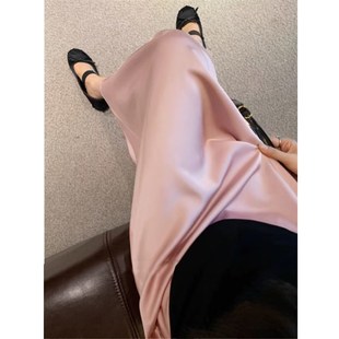 孕妇半身裙夏季2023新款缎面a字托腹裙薄款中长款温柔风开叉长裙