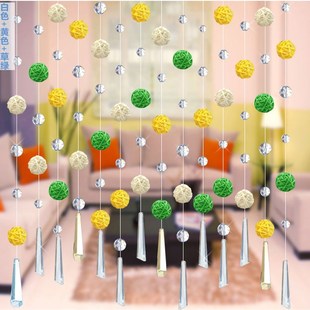 珠帘2023新水j晶帘可爱门帘吊饰客厅隔断帘免打Q孔儿童房间装饰帘