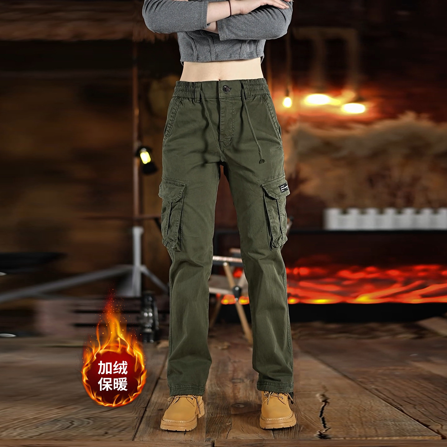 美式复古重磅棉质工装裤男2026春秋季新款潮牌宽松直筒阔腿休闲裤