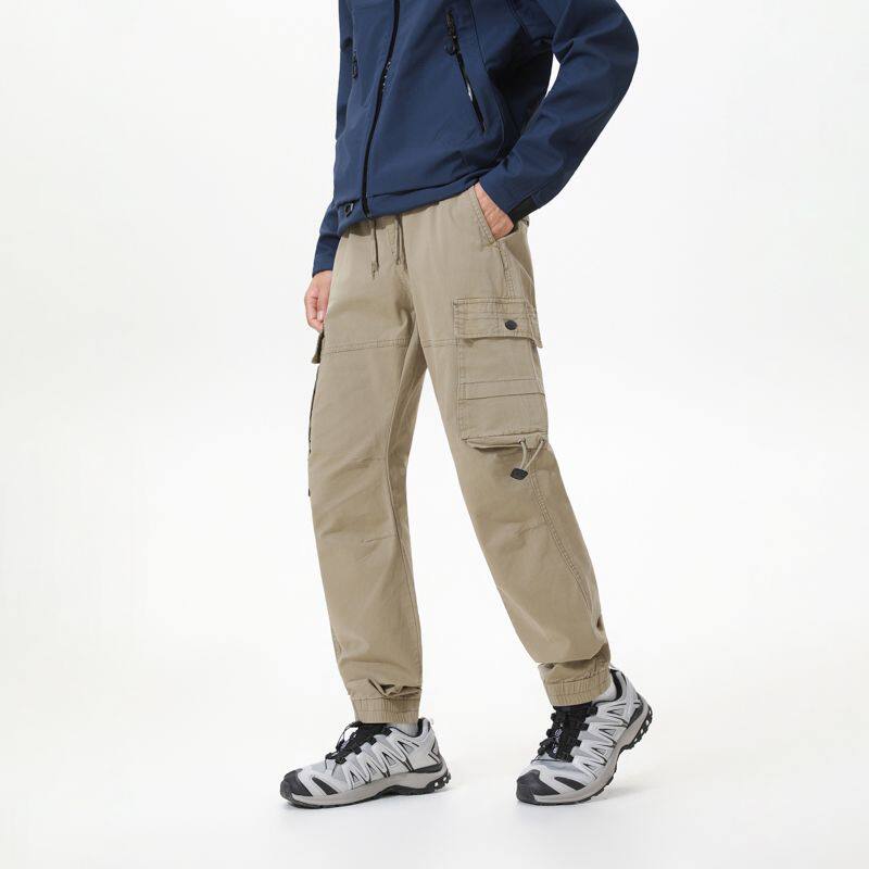 无界春秋季卡其色哈伦工装裤男士美式复古宽松束脚多口袋休闲长裤