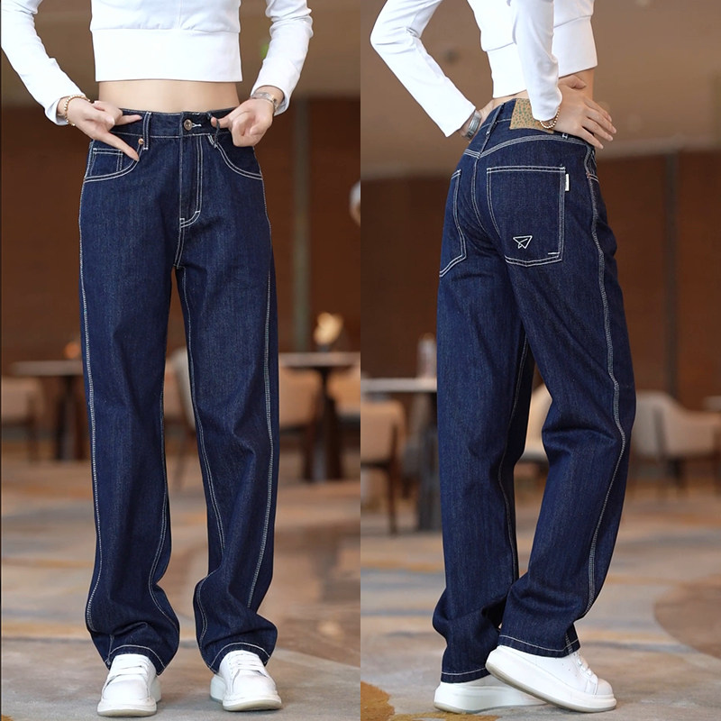2026春秋新款复古牛仔裤男美式宽松明线直筒裤潮流百搭休闲长裤子