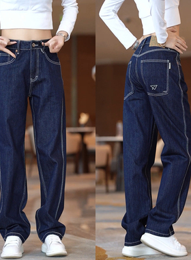 2026春秋新款复古牛仔裤男美式宽松明线直筒裤潮流百搭休闲长裤子