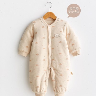 初生宝宝连体衣秋冬加厚保暖睡衣爬服0-18个月婴儿夹棉外出服冬装