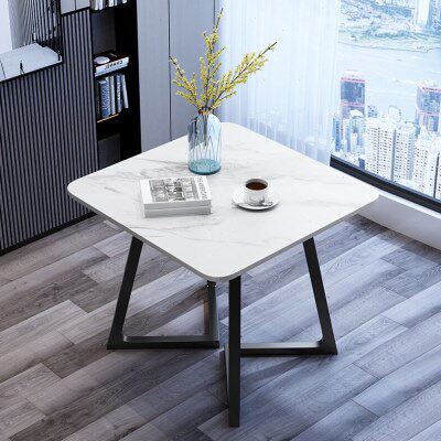 岩板桌80x80CM小方桌正方形四方吃饭桌90*90CM公寓小户型餐桌家用