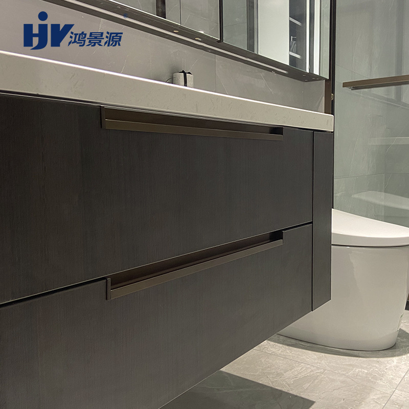 现代简约黑色抽屉衣柜门把手锌合金五金橱柜拉手内嵌式柜子拉手