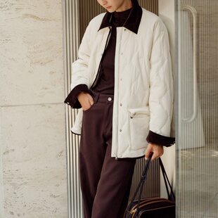 艾诺丝商场同款2025冬季新款复古奶油米色轻薄羽绒服外套AR004121