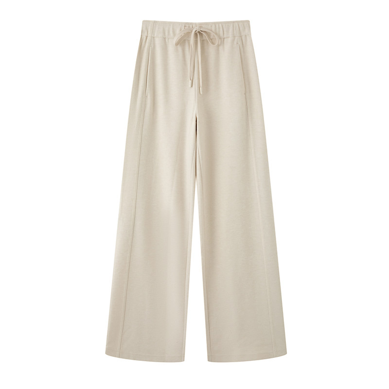 艾诺丝商场同款2025秋季新款松紧腰直筒休闲裤女阔腿长裤AR313008