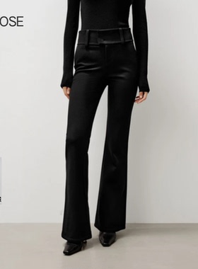 2025秋冬新款艾诺丝时尚显瘦黑色微喇百搭高腰休闲裤女长裤314002