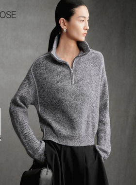 2025秋冬新款艾诺丝时尚百搭休闲高领套头针织衫毛衣女上衣028003